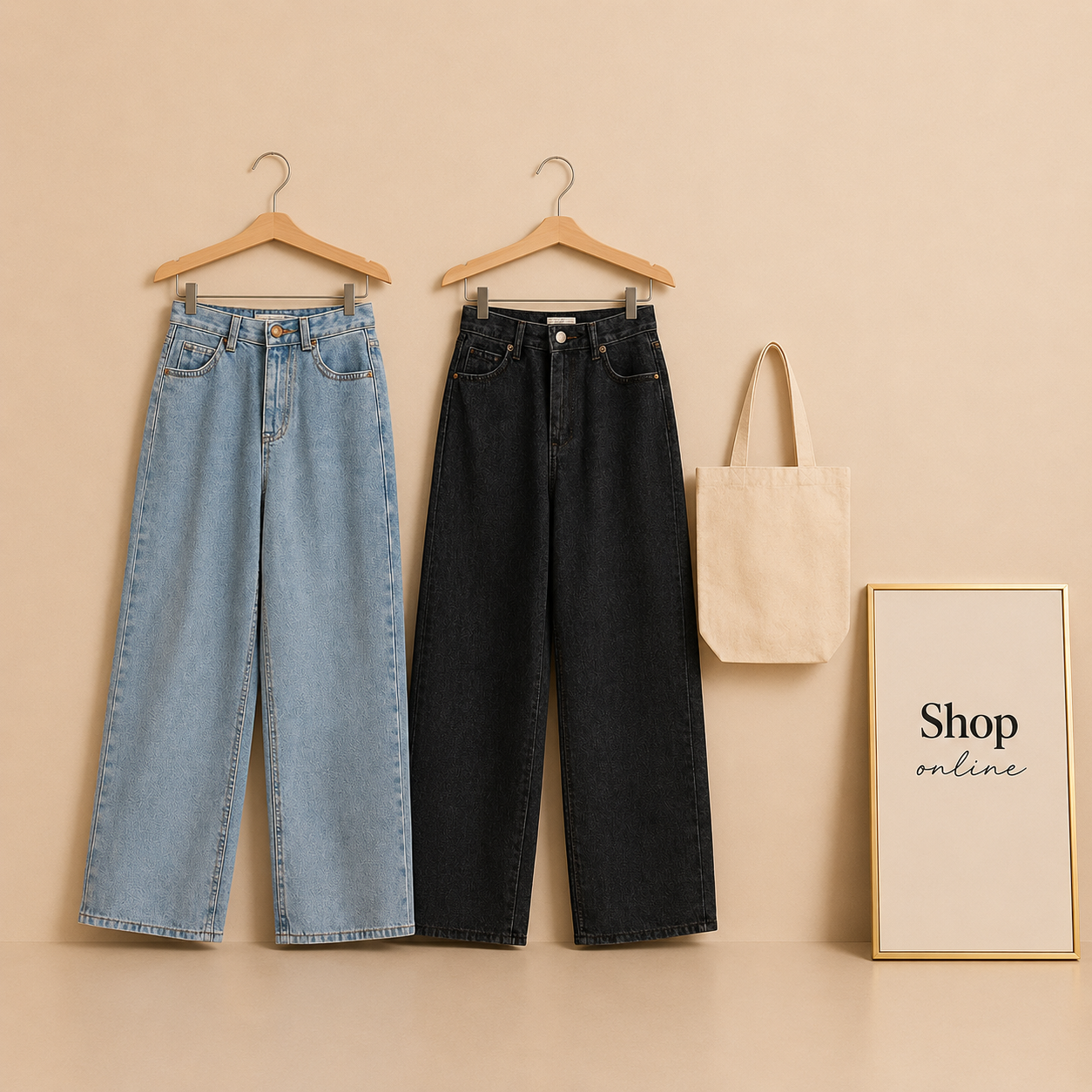 PACK OF 2 WIDE LEG JEANS( ICE BLUE AND BLACK )