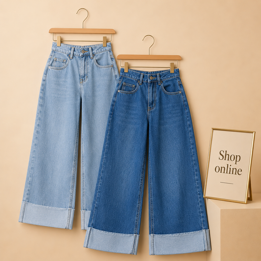 PACK OF 2 WIDE LEG JEANS ( ICE BLUE AND MID BLUE)