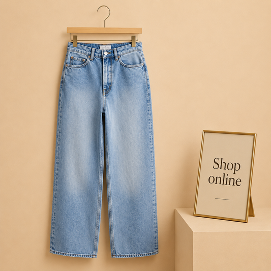 SKYISH ICE BLUE WIDE LEG JEANS