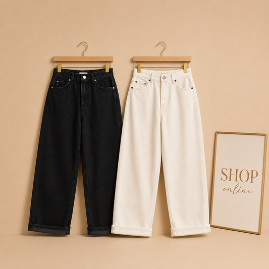 PACK OF 2 WIDE LEG JEANS ( WHITE AND BLACK )