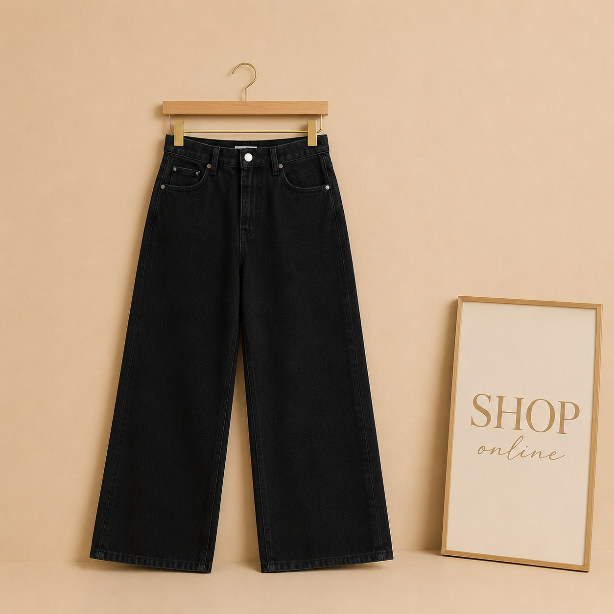 BLACK WIDE LEG JEANS