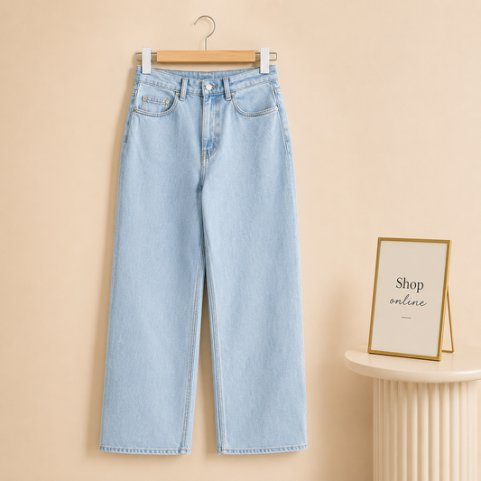 ICE BLUE WIDE LEG JEANS