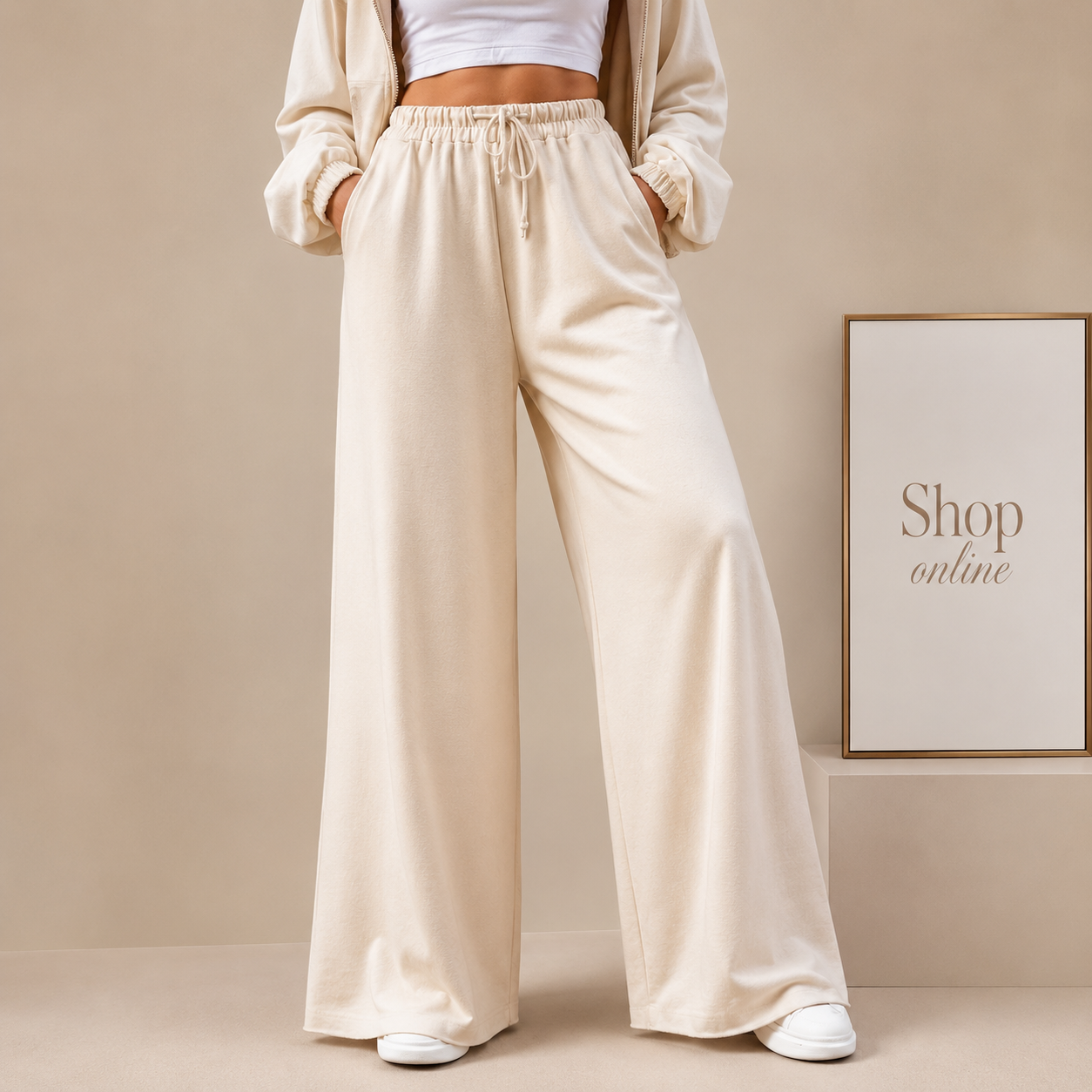 PLAIN BEIGE FLAPPER TROUSER