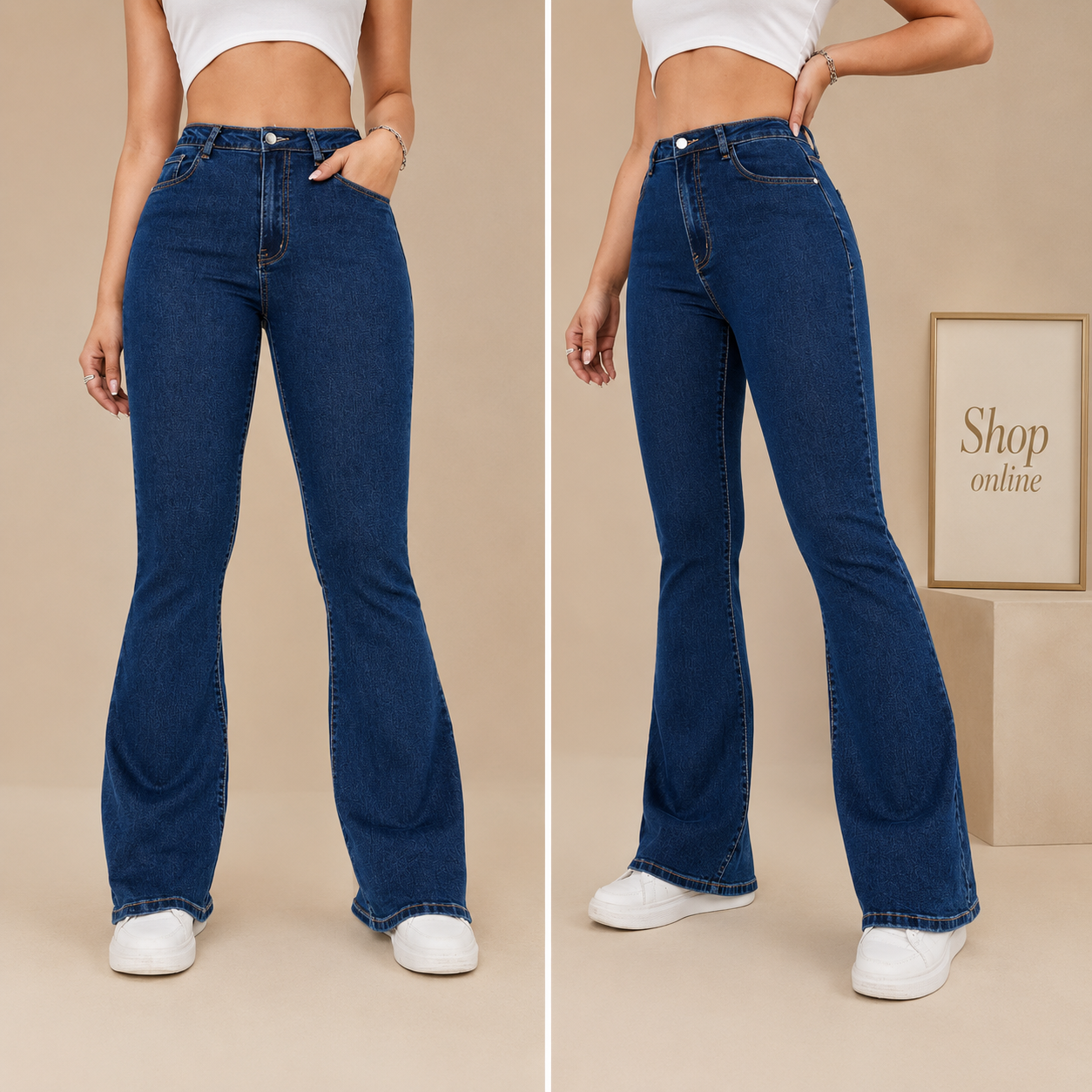 MID BLUE BELL BOTTOM JEANS