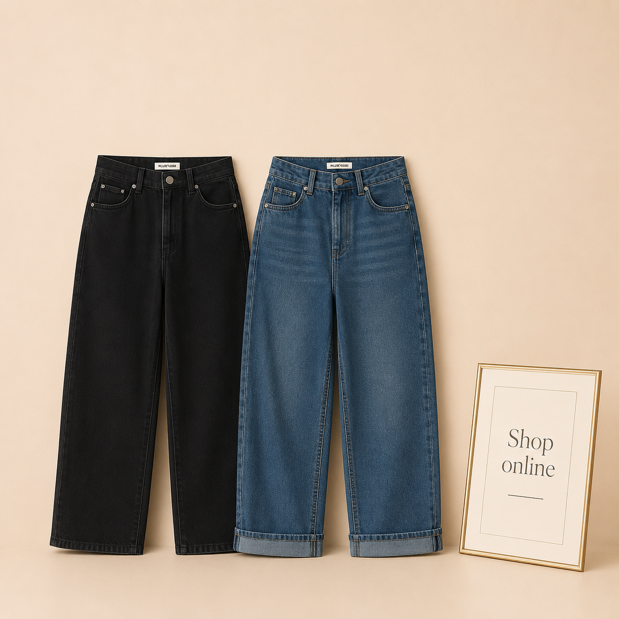 PACK OF 2 WIDE LEG JEANS ( BLACK AND MID BLUE