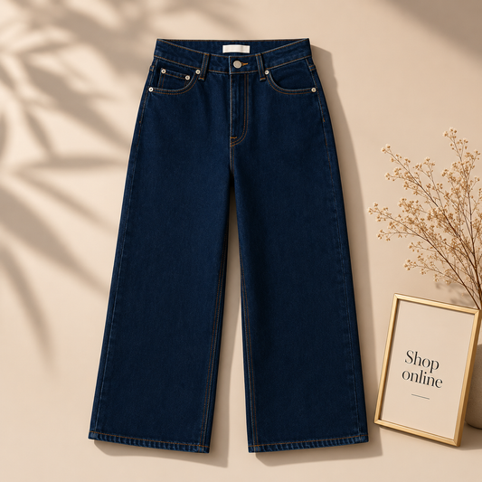 DARK BLUE WIDE LEG JEANS