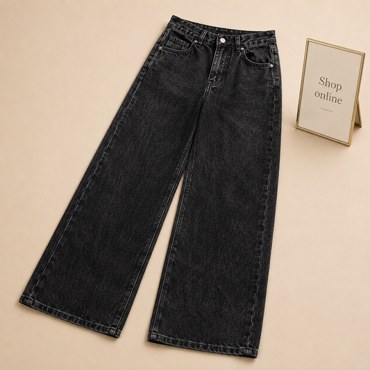 MALAYSIAN BLACK WIDE LEG JEANS