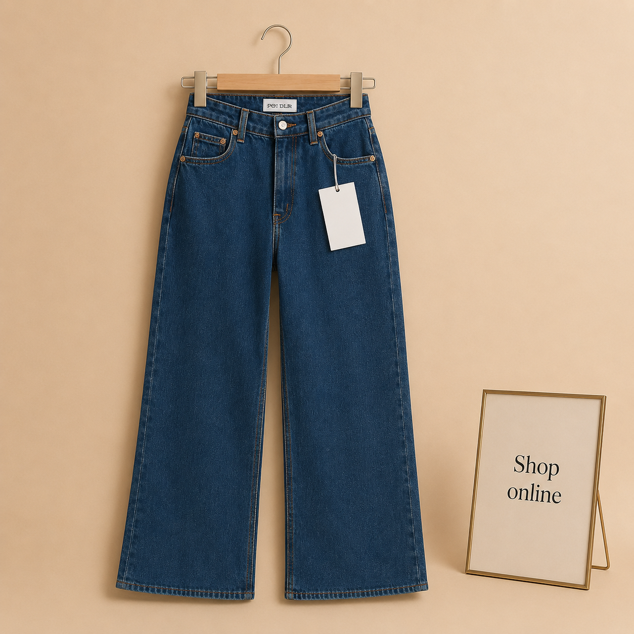 HIGH WAISTED MID BLUE WIDE LEG JEANS