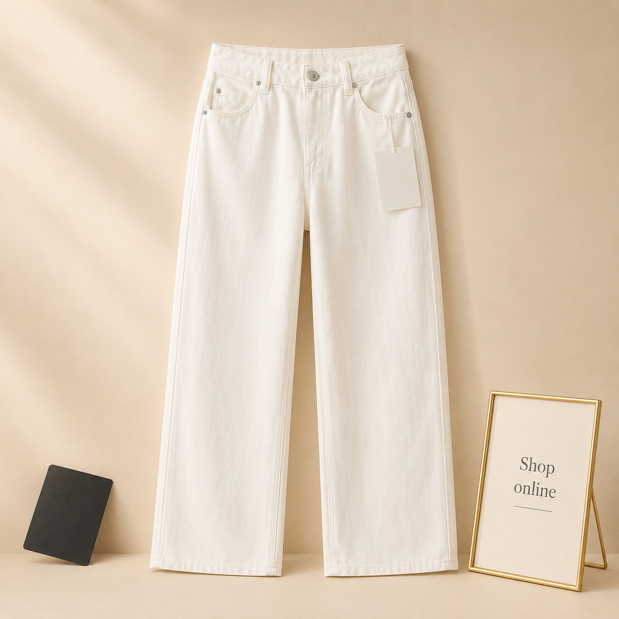 HIGH WAISTED WHITE WIDE LEG JEANS