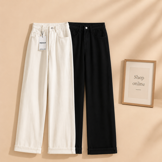 PACK OF 2 WIDE LEG JEANS ( WHITE AND BLACK )