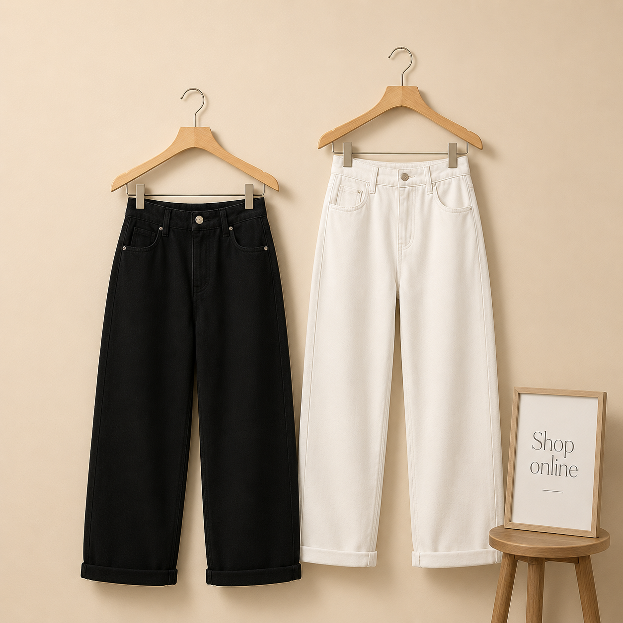 PACK OF 2 WIDE LEG JEANS ( WHITE AND BLACK )