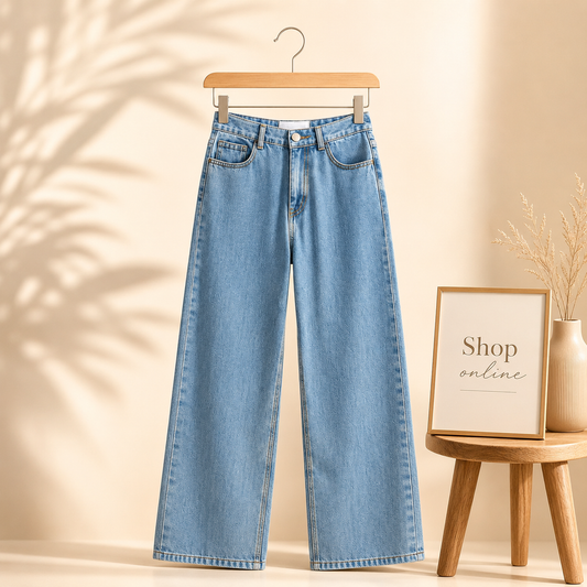 ICE BLUE WIDE LEG JEANS
