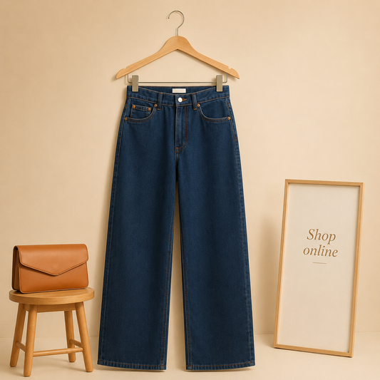 DARK BLUE WIDE LEG JEANS