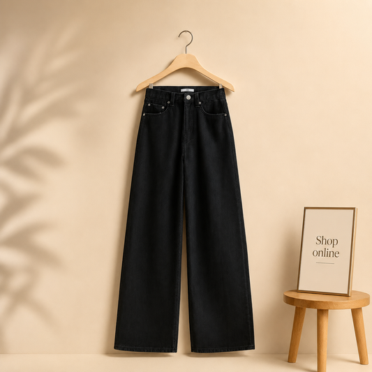 BLACK WIDE LEG JEANS