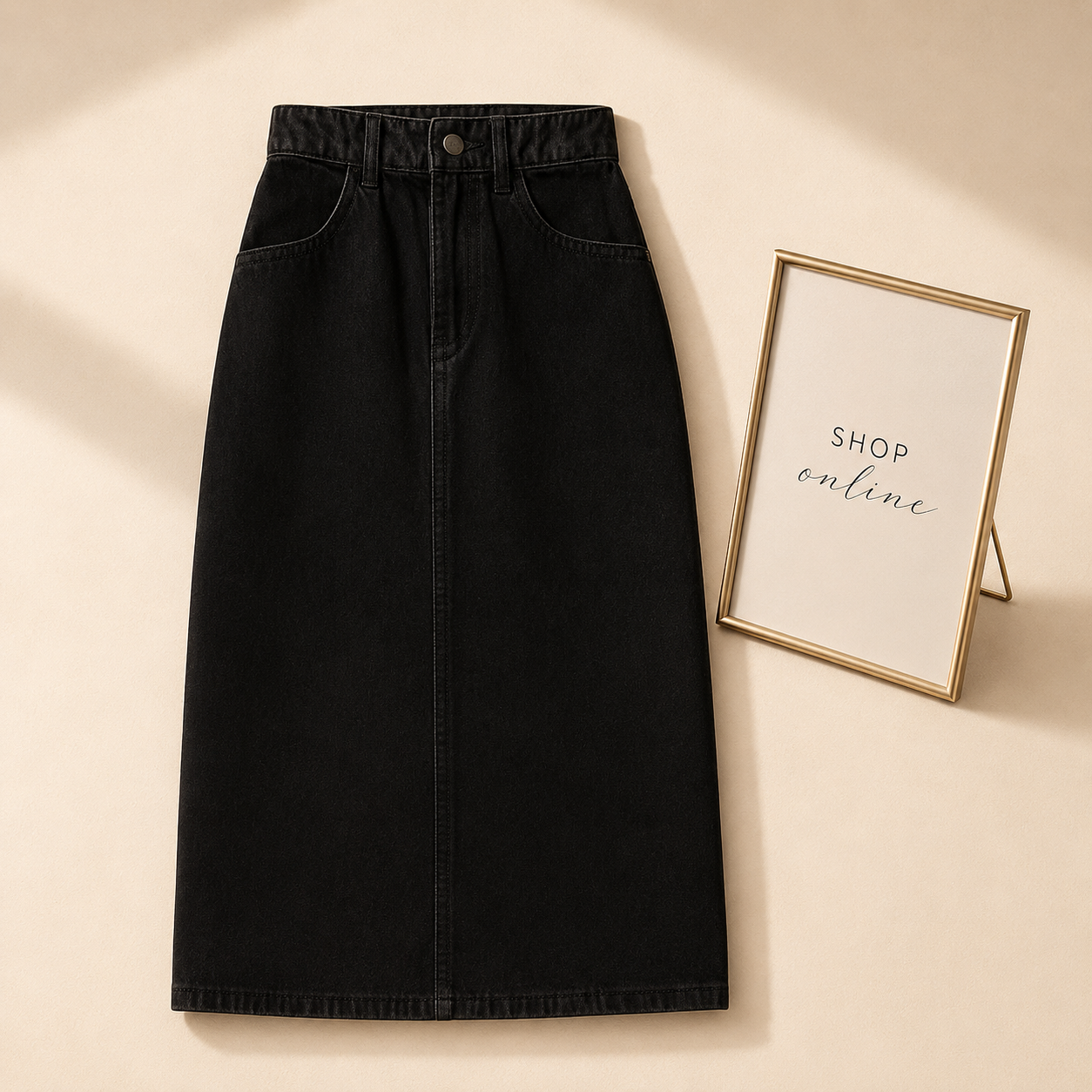 Black Denim Skirt