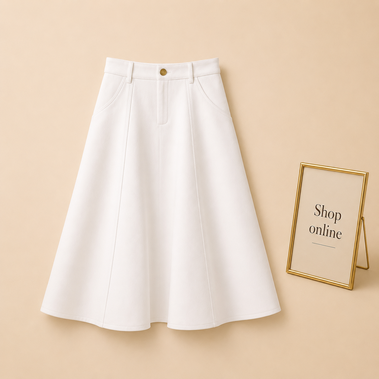 WHITE TWILL LONG SKIRT