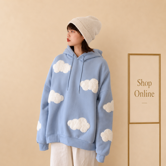SKY BLUE HOOD CLOUD ALL OVER