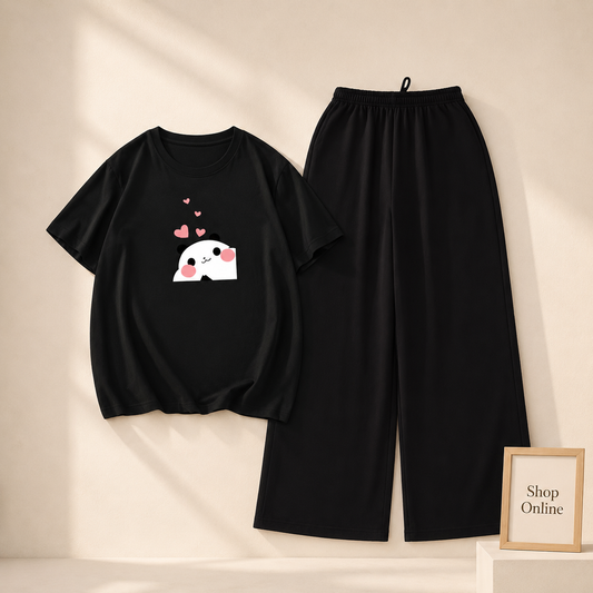 BLACK TSHIRT MITHO PANDA WITH BLACK FLAPPER