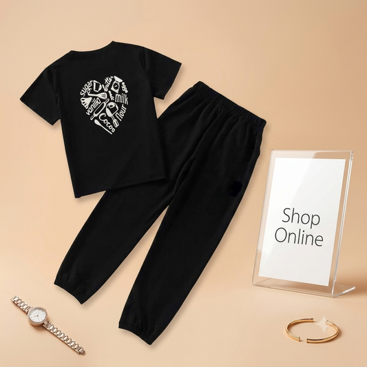 BLACK SUGAR VANILLA TEE WITH BLACK TROUSER
