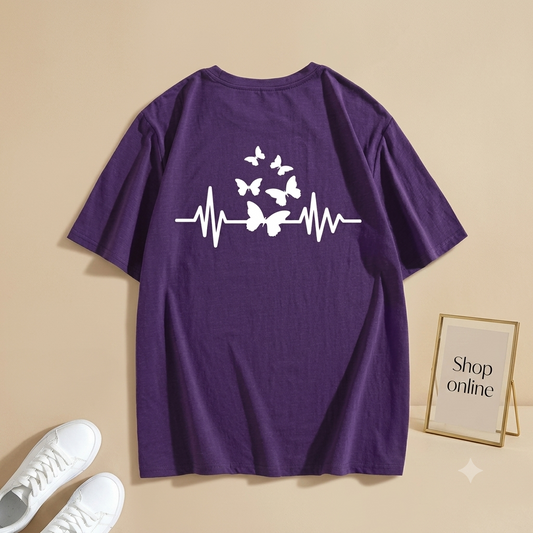 PURPLE TEE BUTTERFLY HEART BEAT