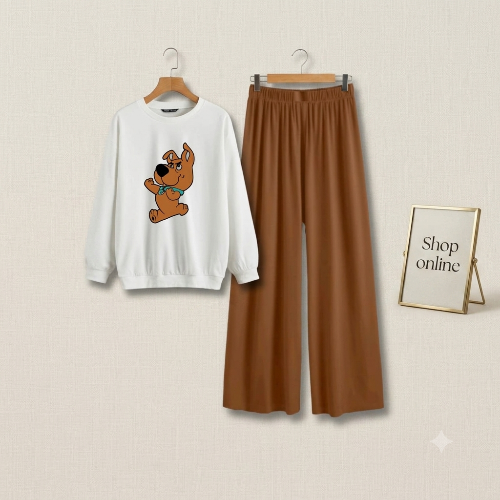 SCOBY DO WHITE SWEATSHIRT WITH BROWN FLAPPER