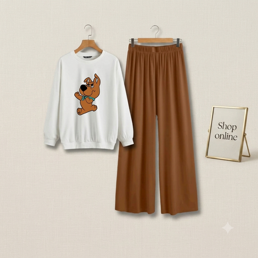 SCOBY DO WHITE SWEATSHIRT WITH BROWN FLAPPER
