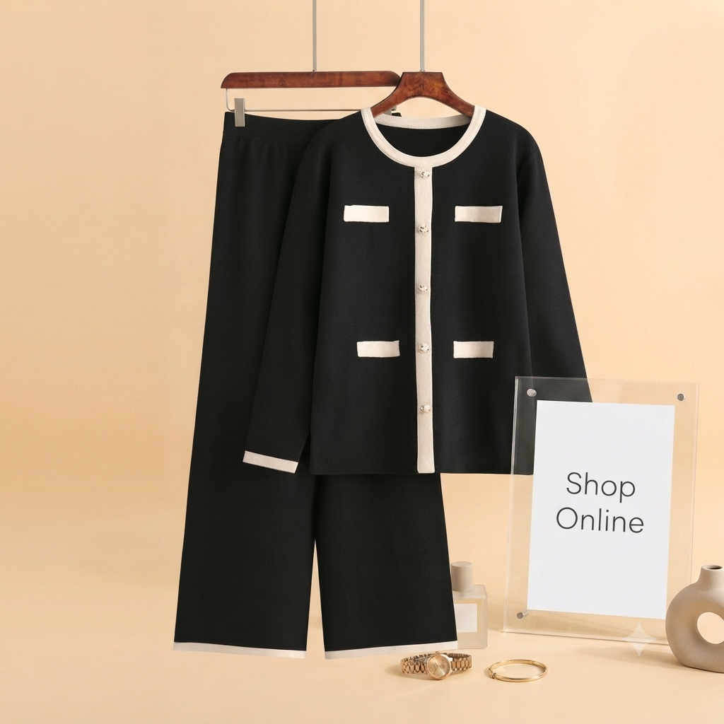 BLACK BUTTON TRACKSUIT