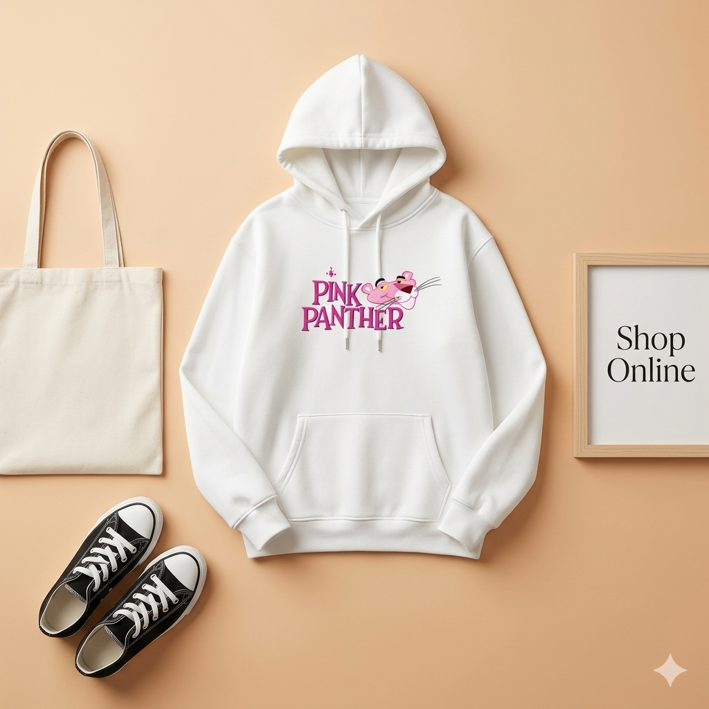 WHITE PINK PANTHER HOODIE