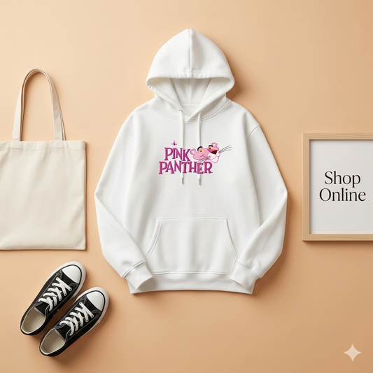 WHITE PINK PANTHER HOODIE
