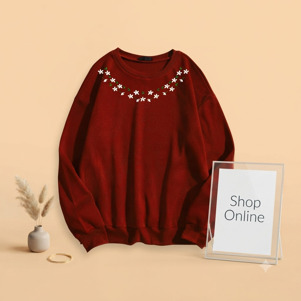 FLOWER NECK SWEATSHIRT