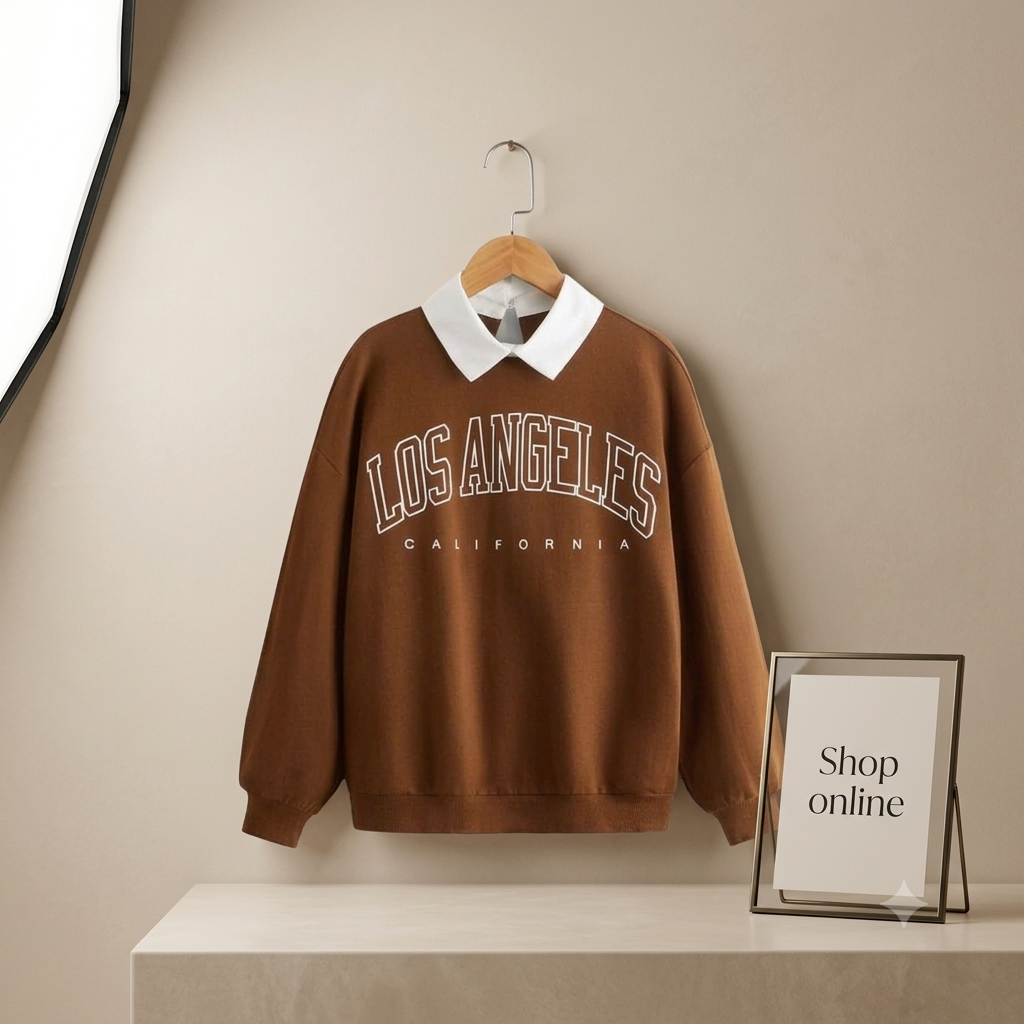 BROWN COLLAR SWEATSHIRT LOSANGLES