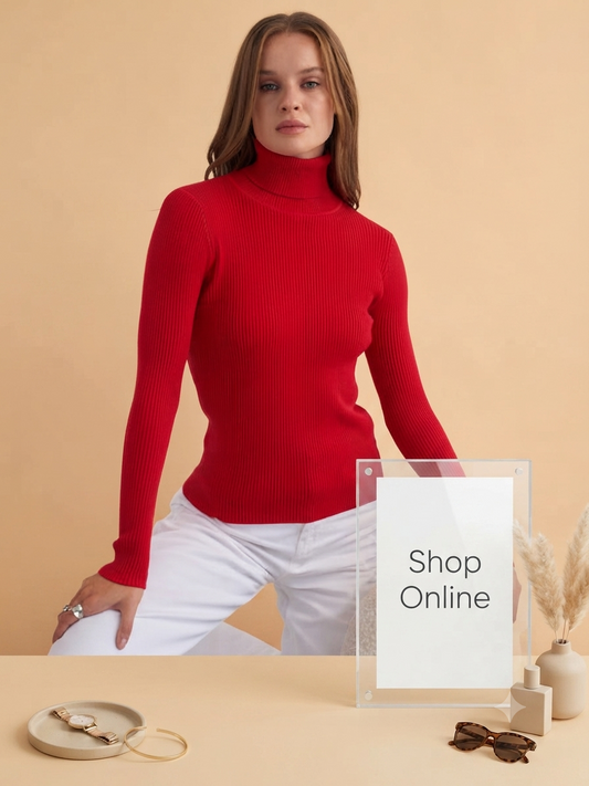 RED HIGH NECK