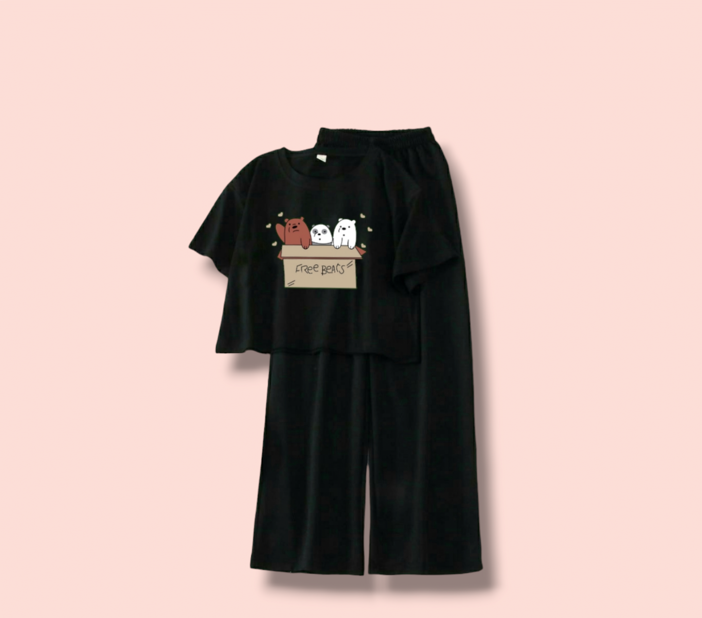 BLACK FLAPPER -BLACK CROP TEE FREE BEAR