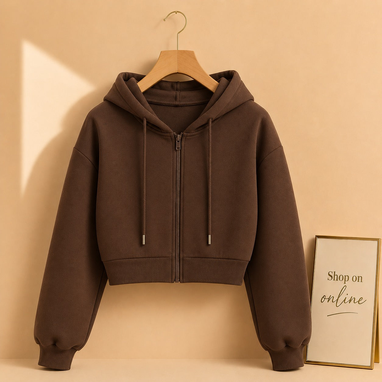 Brown Zipper Crop