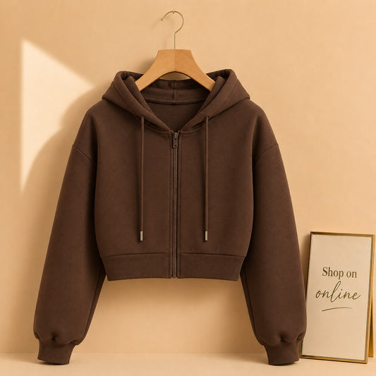 Brown Zipper Crop