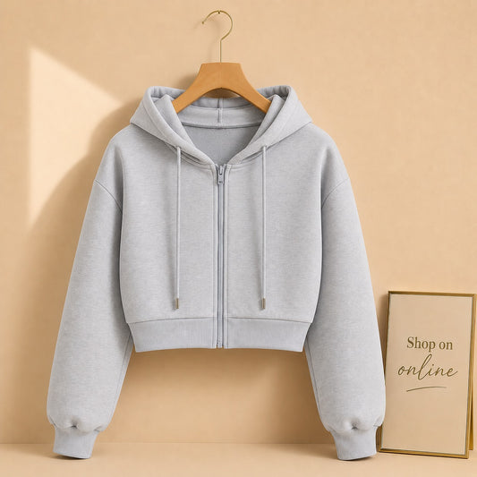Grey Zipper Crop