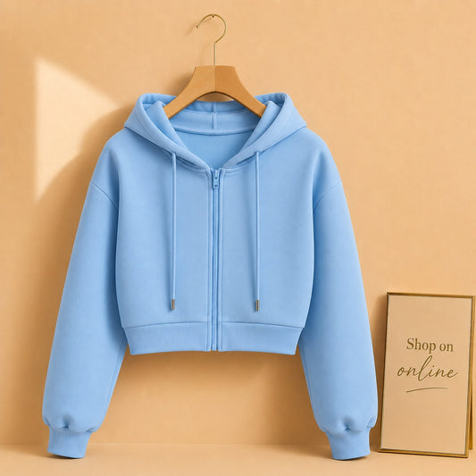 Sky Blue Zipper Crop