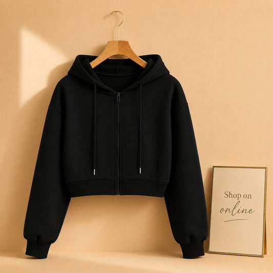 Black Zipper Crop