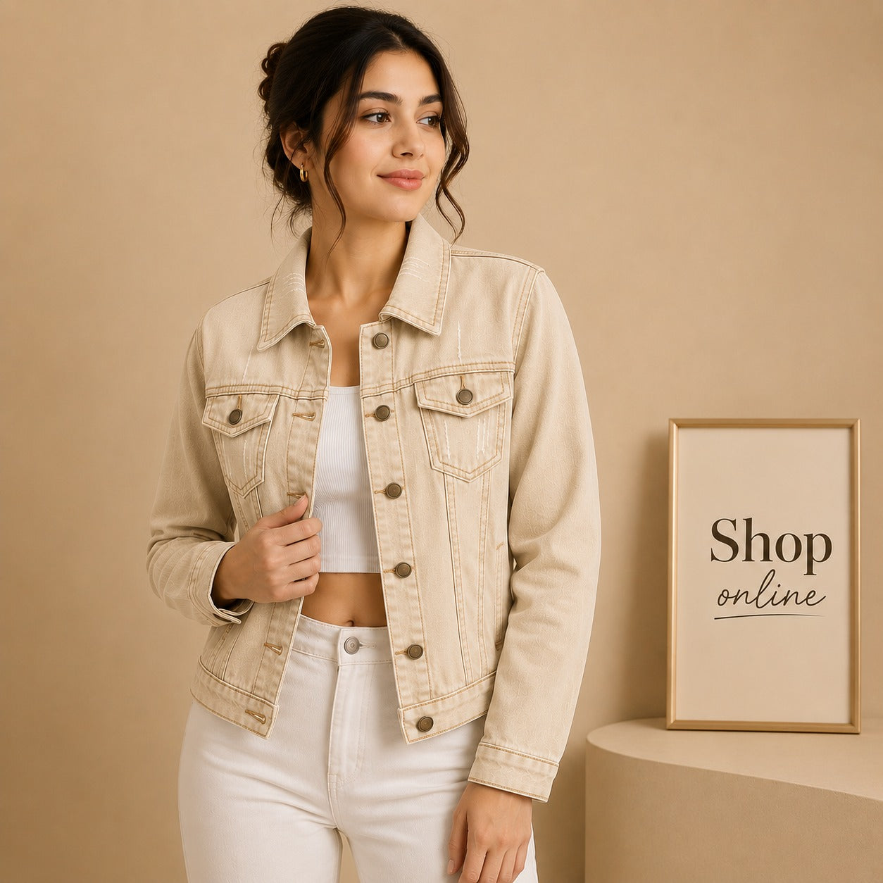 Beige Denim Jacket