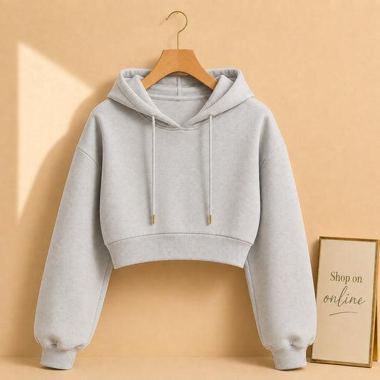Gray Crop Hoodie