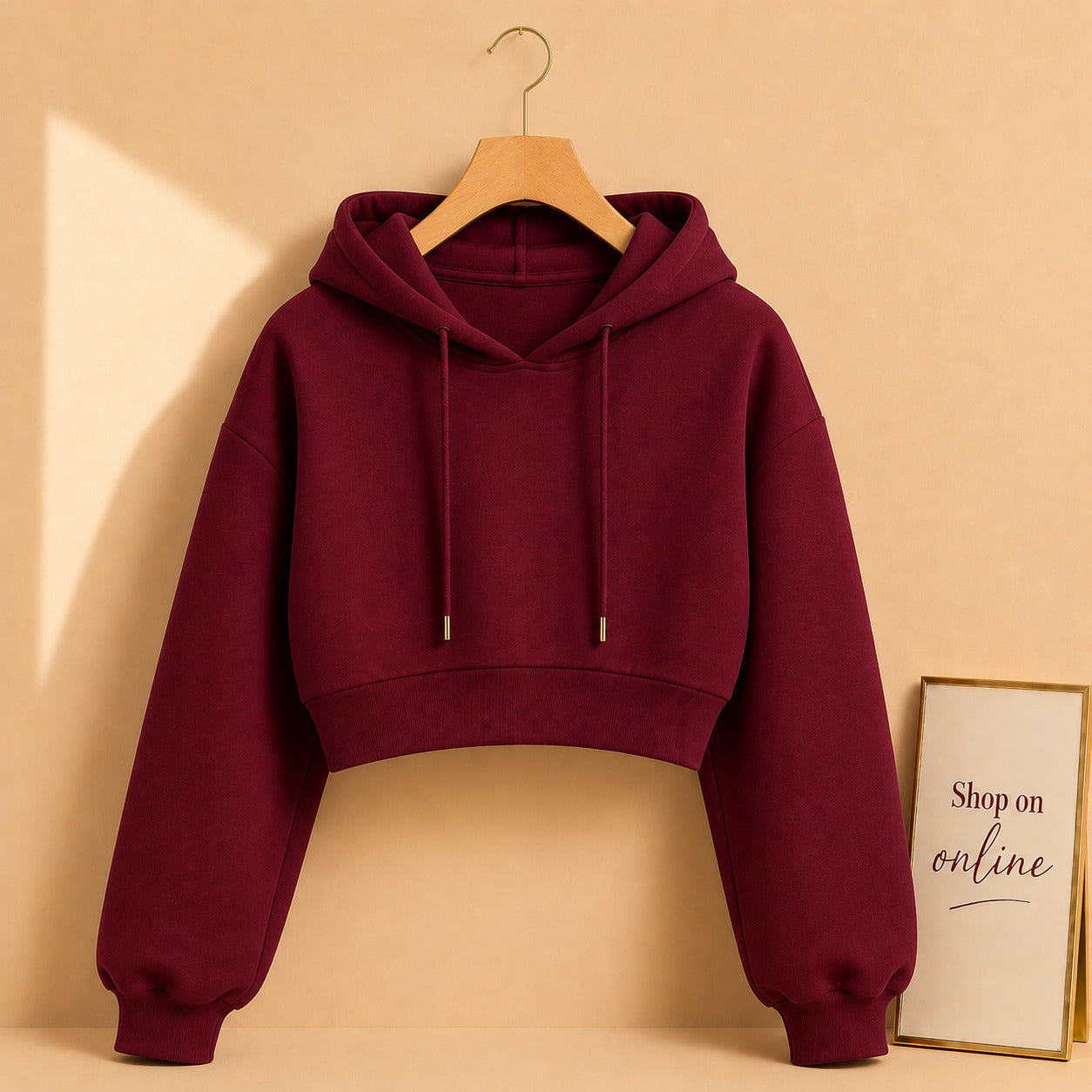 Burgundy Crop Hoodie