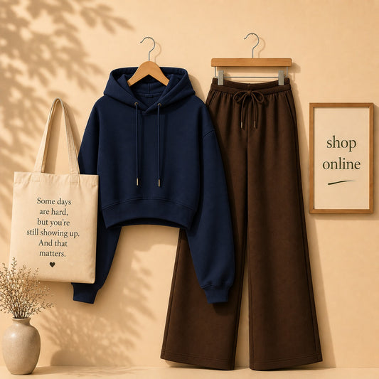 Blue Crop Hood With Brown Flapper