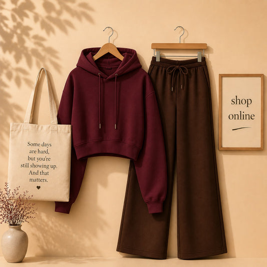 Maroon Crop Hood With Brown Flapper