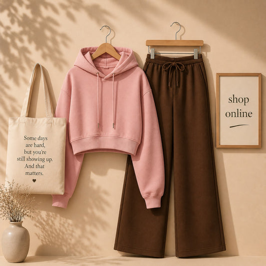 Pink Crop Hood With Brown Flapper