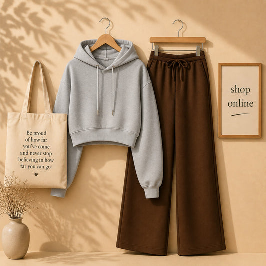 Gray Crop Hood With Brown Flapper