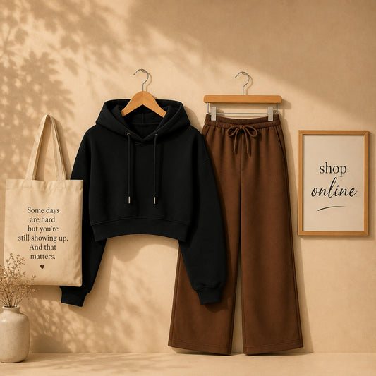 Black Crop Hood With Brown Flapper