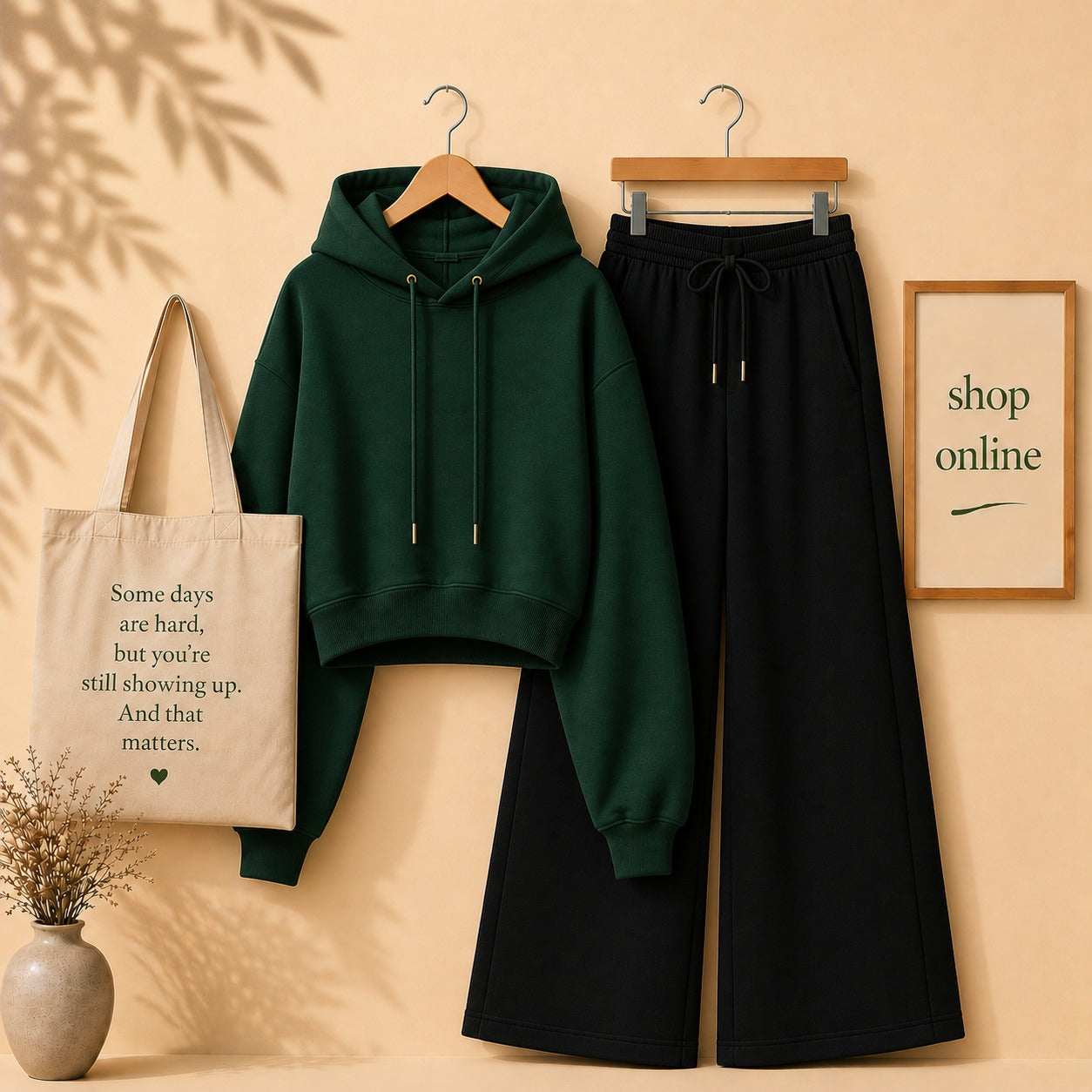 Dark Green Crop Hood With Black Flapper