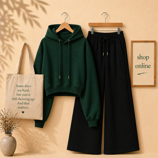 Dark Green Crop Hood With Black Flapper