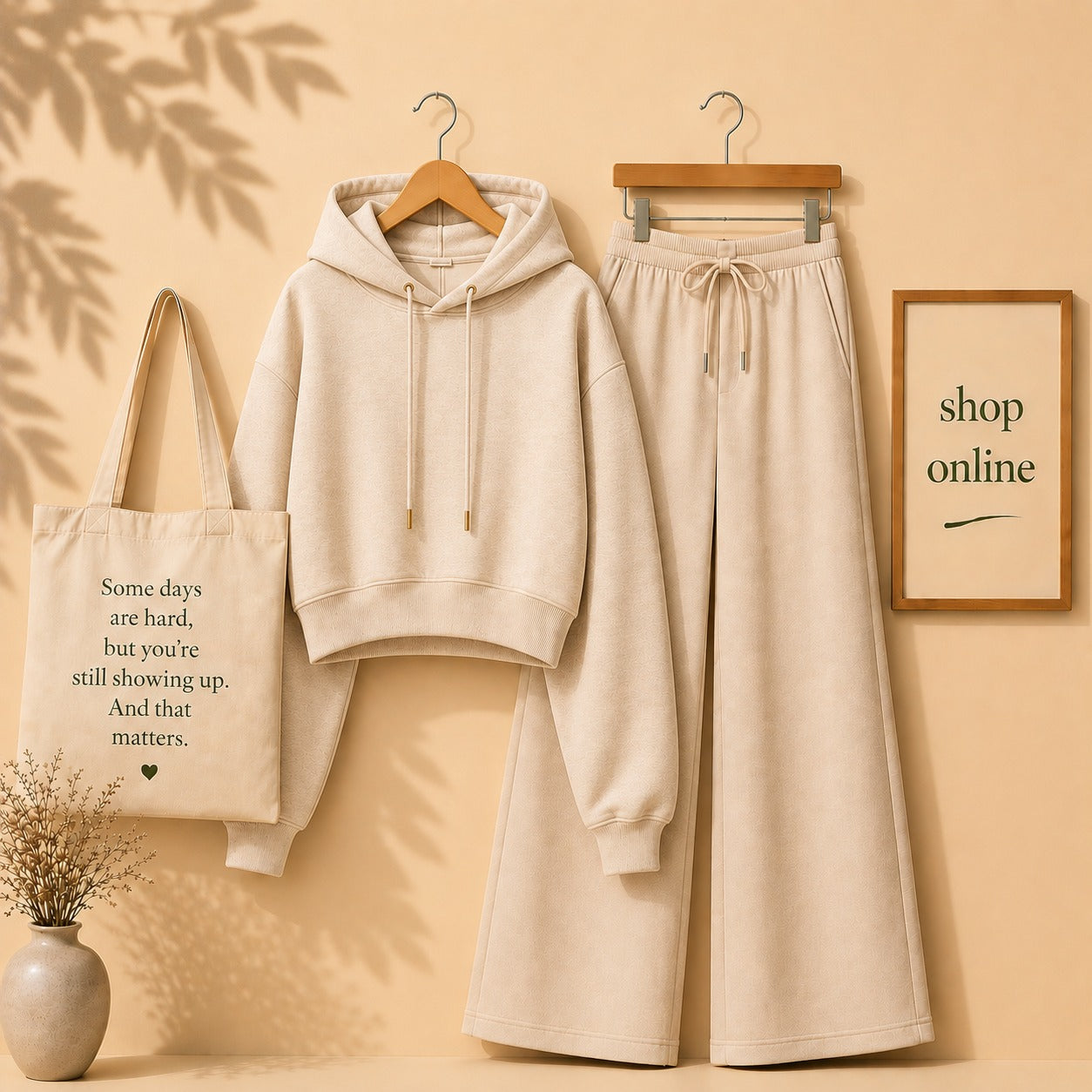 Beige Crop Hood With Beige Flapper