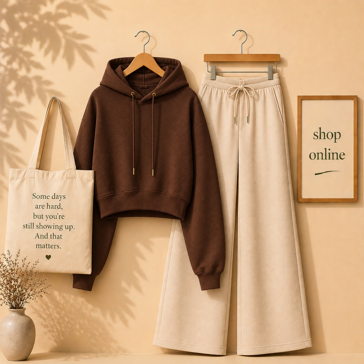 Brown Crop Hood With Beige Flapper